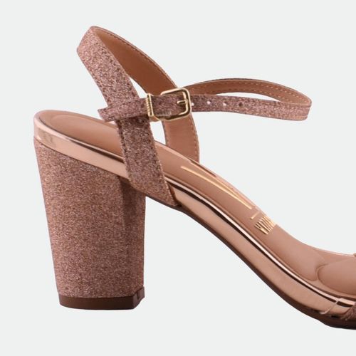 Sandalia de fiesta con taco mujer VIZZANO - ORO ROSADO MINIGLIT