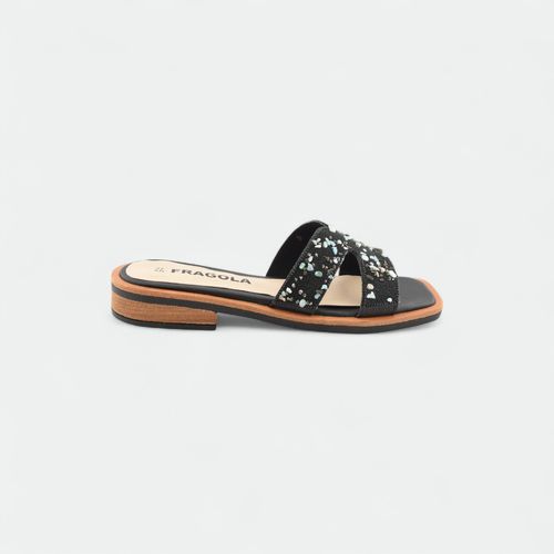 Zueco con apliques de piedra mujer FRAGOLA - NEGRO