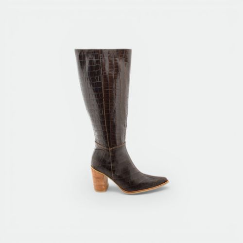 Bota Caña media con tacon mujer TOKYO - CHOCOLATE CROCCO