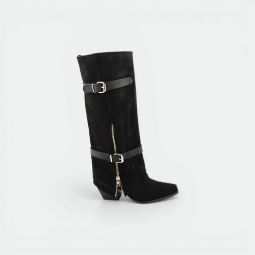 Bota Polaina caña alta dos hebillas mujer TOKYO - NEGRO GZA