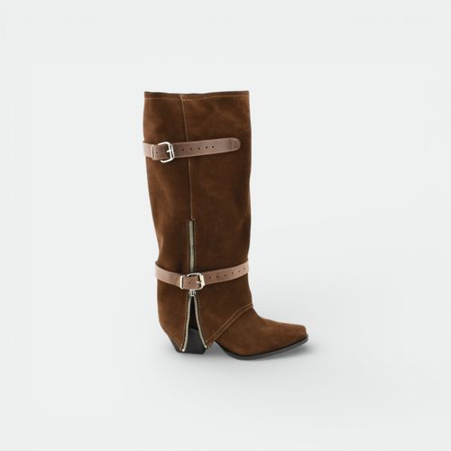 Bota Polaina caña alta dos hebillas mujer TOKYO - CHOCOLATE GZA