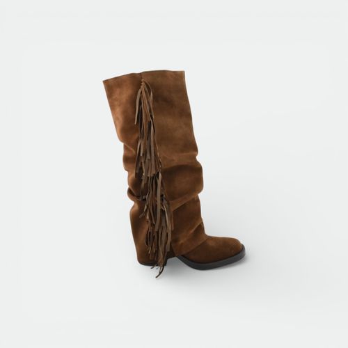 Bota Polaina caña alta flecos mujer TOKYO - CHOCOLATE GZA