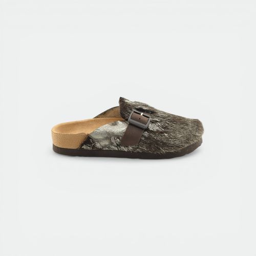 Zueco con hebilla mujer GREEN AND BLACK - NATURAL PELTRE CHOCOLATE