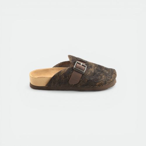 Zueco con hebilla mujer GREEN AND BLACK - CHOCOLATE PELO