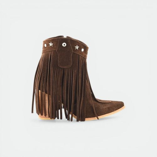 Botineta con flecos y tachas mujer TOKYOST. - CHOCOLATE GZA