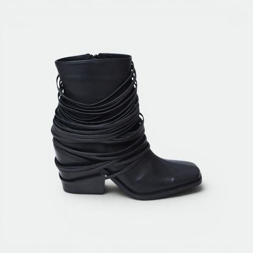 Bota con tiras y taco mujer TOKYO ST. - NEGRO