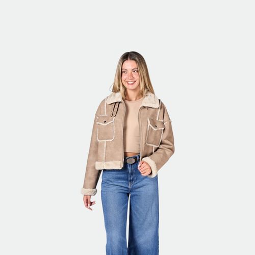 Campera Butan Con Abrigo Mujer XL - TAUPE