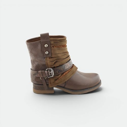 Bota Con Tiras y Hebilla Mujer GREEN AND BLACK - CHOCOLATE