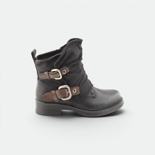 Bota Taco Bajo Con Hebilla Mujer GREEN AND BLACK - NEGRO