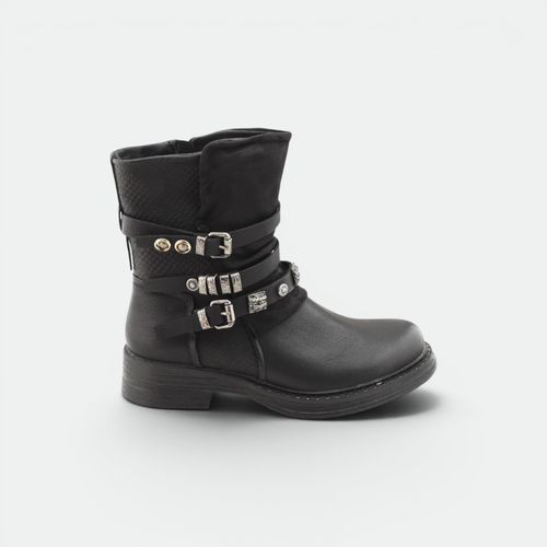 Bota Con Hebillas y Apliques Mujer GREEN AND BLACK - NEGRO
