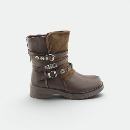 Bota Con Hebillas y Apliques Mujer GREEN AND BLACK - CHOCOLATE