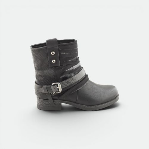 Bota Con Tiras y Hebilla Mujer GREEN AND BLACK - NEGRO