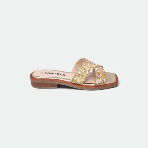 Zueco con apliques de piedra mujer FRAGOLA - CAMEL